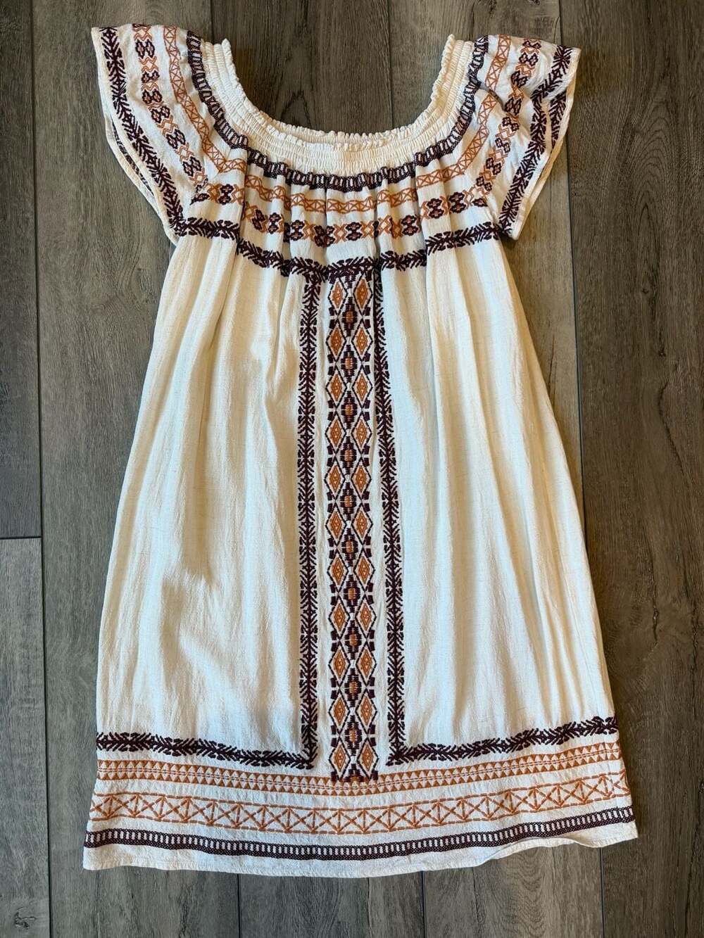 THML Off The Shoulder Dress Size M Embroidered White Boho